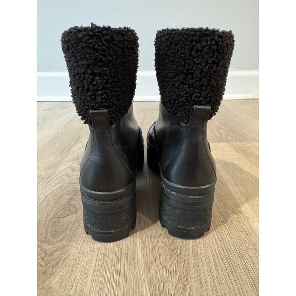 Michael Kors Channing Leather & Sherpa Platform Waterproof Boots Black Size 7.5 - Picture 4 of 6